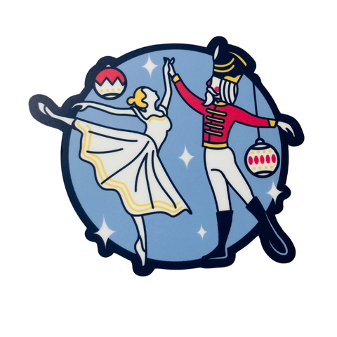 Nutcracker Pas De Deux Dance Christmas Sticker, 3" x 2.6"