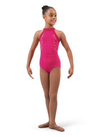 Flower Vine Open Back Halter Leotard - CL4345