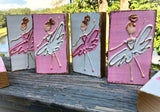3x3  Ballerina Dancer handmade textured wood block