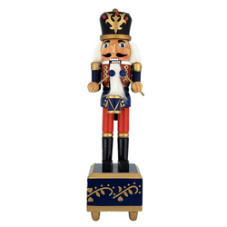 Traditional Nutcracker Soldier in Blue and Red with Music Box  N1210-Music Box